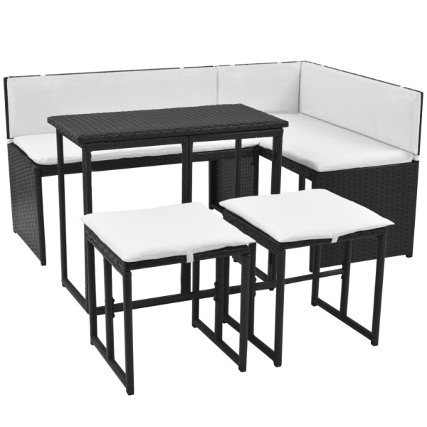 Set Mobilier De Exterior 5 Piese Negru Oțel Si Poliratan 42880